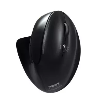 PORT vertikální bezdrátová ergonomická myš, BT, 2, 4 GHz, USB-A/C, pro praváky, černá
