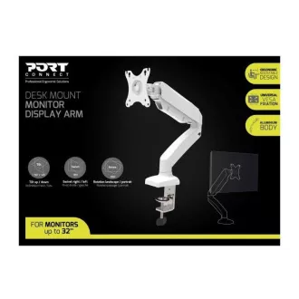 PORT držák na monitor na hranu stolu, VESA do 32", 1 rameno, bílá