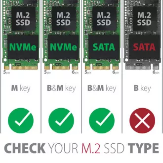 AXAGON EEM2-SB2, USB-C 3.2 Gen 2 - M.2 NVMe & SATA SSD kovový RAW box, bezšroubkový, černý
