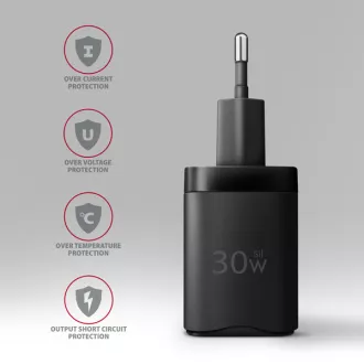 AXAGON ACU-PQ30, Sil nabíječka do sítě 30W, 2x port (USB-A + USB-C), PD3.0/PPS/QC4+/SFC/AFC/Apple, černá