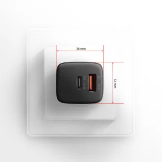 AXAGON ACU-PQ30, Sil nabíječka do sítě 30W, 2x port (USB-A + USB-C), PD3.0/PPS/QC4+/SFC/AFC/Apple, černá