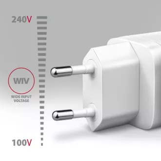 AXAGON ACU-PQ30W, Sil nabíječka do sítě 30W, 2x port (USB-A + USB-C), PD3.0/PPS/QC4+/SFC/AFC/Apple, bílá