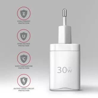 AXAGON ACU-PQ30W, Sil nabíječka do sítě 30W, 2x port (USB-A + USB-C), PD3.0/PPS/QC4+/SFC/AFC/Apple, bílá