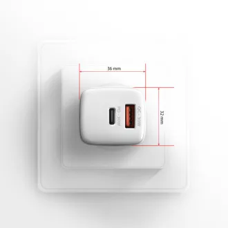 AXAGON ACU-PQ30W, Sil nabíječka do sítě 30W, 2x port (USB-A + USB-C), PD3.0/PPS/QC4+/SFC/AFC/Apple, bílá