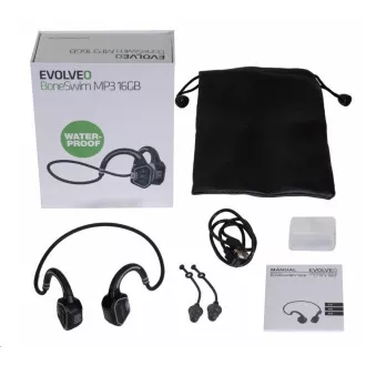 EVOLVEO bezdrátová sluchátka BoneSwim MP3 16GB, na lícní kosti, šedá