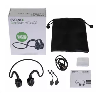 EVOLVEO bezdrátová sluchátka BoneSwim MP3 16GB, na lícní kosti, šedá EVOLVEO bezdrátová sluchátka BoneSwim MP3 16GB, na lícní kosti, šedá