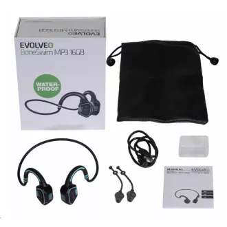 EVOLVEO bezdrátová sluchátka BoneSwim MP3 16GB, na lícní kosti, modrá - Rozbalené