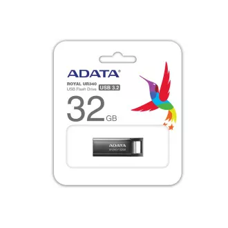 ADATA Flash Disk 32GB UR340, USB 3.2 Dash Drive, kov lesklá černá
