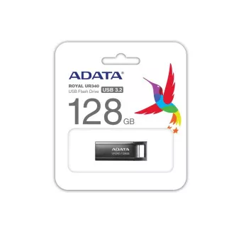 ADATA Flash Disk 128GB UR340, USB 3.2 Dash Drive, kov lesklá černá