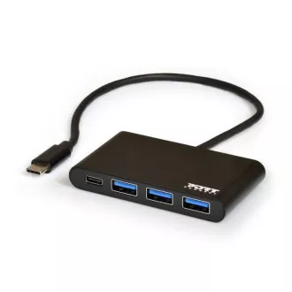 PORT USB-C HUB, 3x USB 3.0 + 1x USB-C, černá PORT USB-C HUB, 3x USB 3.0 + 1x USB-C, černá