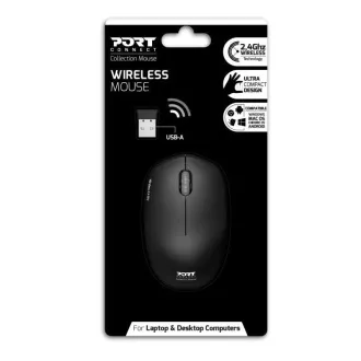PORT bezdrátová myš Wireless COLLECTION, USB-A dongle, 2.4Ghz, 1600DPI, černá