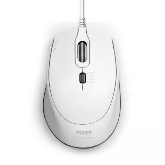 PORT optická myš SILENT, USB-A/USB-C, 3600 DPI, bílá