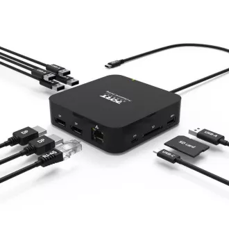 PORT dokovací stanice USB-C 10v1, 2x4K Display Port, 5x USB-A, USB-C 85W PD, Ethernet, SD PORT dokovací stanice USB-C 10v1, 2x4K Display Port, 5x USB-A, USB-C 85W PD, Ethernet, SD