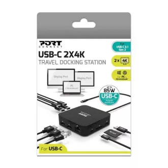 PORT dokovací stanice USB-C 10v1, 2x4K Display Port, 5x USB-A, USB-C 85W PD, Ethernet, SD PORT dokovací stanice USB-C 10v1, 2x4K Display Port, 5x USB-A, USB-C 85W PD, Ethernet, SD