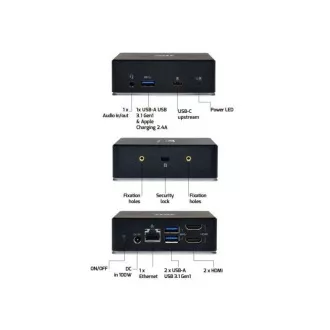 PORT dokovací stanice 8v1 USB-C, USB-A, dual video, HDMI, Ethernet, audio, USB 3.0
