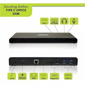 PORT dokovací stanice USB-C 9v1 3x4K, 2x Display Port, HDMI, 3x USB, USB-C, Ethernet, jack