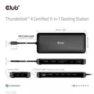 Club3D Dokovací stanice USB-C 11v1, 2xDP, 3xUSB-C, 3xUSB, 1xRJ45, čtečka SD karet, černá