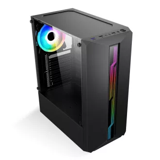 1stCOOL skříň SHARK 1, middle tower, AU, USB 3.0, bez zdroje, RGB fan, průhledná bočnice, černá 1stCOOL skříň SHARK 1, middle tower, AU, USB 3.0, bez zdroje, RGB fan, průhledná bočnice, černá