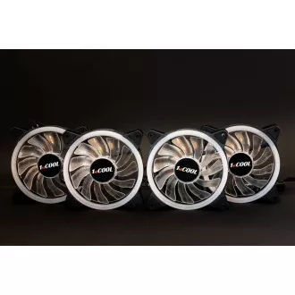 1stCOOL skříň Wind Storm Black MiddleTower ARGB, AU, USB3.0, bez zdroje, RGB fan, průhledná bočnice, černá