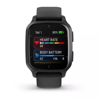 Garmin Venu Sq 2 Music, Slate / Black silicone band