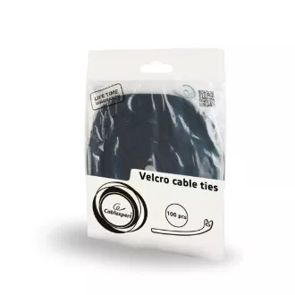 C-Tech CABLEXPERT stahovací pásky na suchý zip, 210mm, černé, 100ks v balení