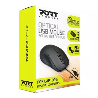 PORT optická myš Office budget PRO, 1000 DPI, černá
