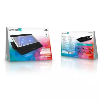 CONNECT IT FrostBlast chladící podložka pod notebook s modrým podsvícením, ČERNÁ