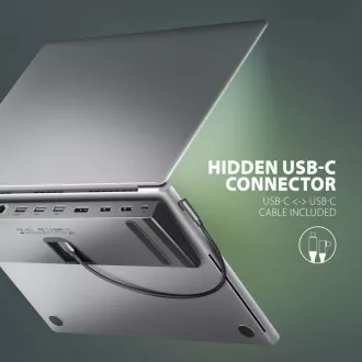 AXAGON HMC-4KX3 USB 5Gbps hub, 3x USB-A, 2x HDMI, DP, RJ-45 GLAN, SD/microSD, audio, PD 100W, kabel USB-C 40cm