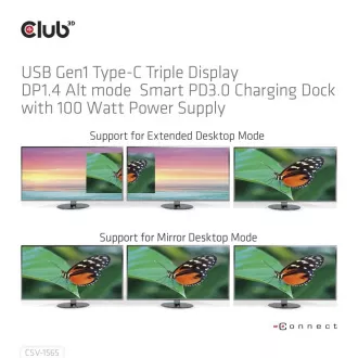 Club3D Dokovací stanice USB-C 14v1, 1xDP, 1xHDMI, 1xVGA, 2xUSB-C, 5xUSB, 1xRJ45, 1x3.5mm, šedá