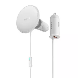 Baseus CW01 magnetický držák s bezdrátovým nabíjením (do ventilační mřížky) 15W+25W, bílá