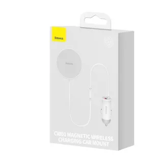 Baseus CW01 magnetický držák s bezdrátovým nabíjením (do ventilační mřížky) 15W+25W, bílá