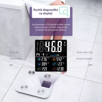 TrueLife FitScale W6 BT - Bioelektrická impedanční bluetooth váha - bílá
