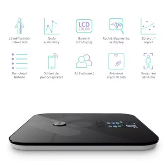 TrueLife FitScale W7 BT - Bioelektrická impedanční bluetooth váha - černá TrueLife FitScale W7 BT - Bioelektrická impedanční bluetooth váha - černá