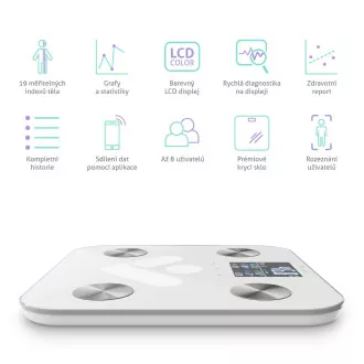 TrueLife FitScale W7 BT - Bioelektrická impedanční bluetooth váha - bílá