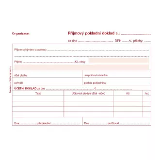 Tiskopis Příjmový pokl. doklad i pro podvojné účetnictví A6 50 listů BALOUŠEK