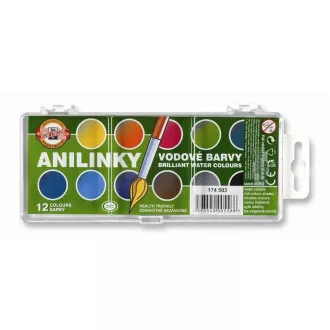 Barvy vodové Koh-I-Noor prům. 22,5mm anilin brilant 12barev