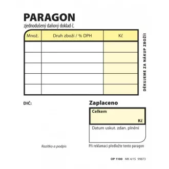 Tiskopis Paragon obchodní 7,5x9,5cm samopropis 100 listů OPTYS