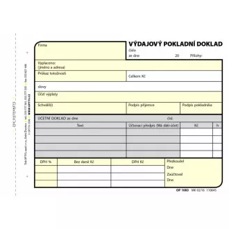 Tiskopis Výdajový pokl. doklad A6 samopropis 100 listů OPTYS