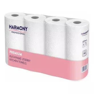 Utěrky papírové kuchyňské 3vrs. 4ks Harmony