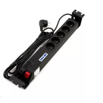 19" rozvodný panel ACAR 5x230V, vypínač, indikátor napětí, přepěťová ochrana, kabel 3m 19" rozvodný panel ACAR 5x230V, vypínač, indikátor napětí, přepěťová ochrana, kabel 3m