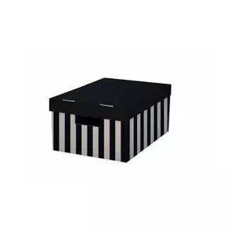 Archivační krabice s víkem 28x37x18cm černá kartonová nosnost 5kg 2ks