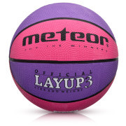 Basketbalový míč METEOR LAYUP vel.3, růžovo-fialový