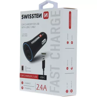 CL ADAP.24A POW.2xUSB+KAB.USB-C SWISSTEN
