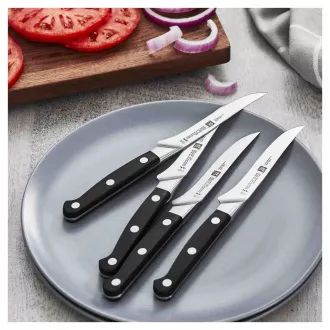 ZWILLING sada steakových nožů, 4 kusy, nerezová ocel, záštita, 57 HRC, rukojeť se třemi nýty - Pro ZWILLING sada steakových nožů, 4 kusy, nerezová ocel, záštita, 57 HRC, rukojeť se třemi nýty - Pro