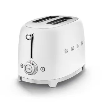 Smeg TSF01WHMEU toustovač / topinkovač, 2 toasty, 6 úrovní opékání, zásuvka na drobky, styl. 50. let, matně bílá