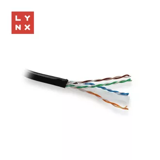 LYNX UTP kabel, Cat6, PE (Fca), celoměděný, venkovní, černý, box 305m