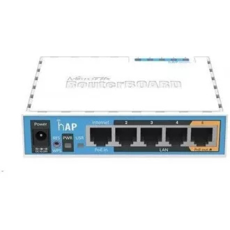 MikroTik hAP, 650MHz CPU, 64MB RAM, 5x LAN, integr. 2.4GHz Wi-Fi, WPS, vč. L4