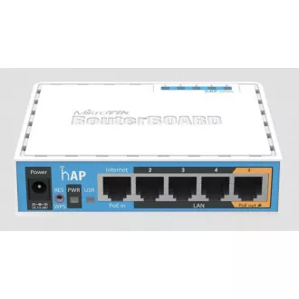 MikroTik hAP, 650MHz CPU, 64MB RAM, 5x LAN, integr. 2.4GHz Wi-Fi, WPS, vč. L4