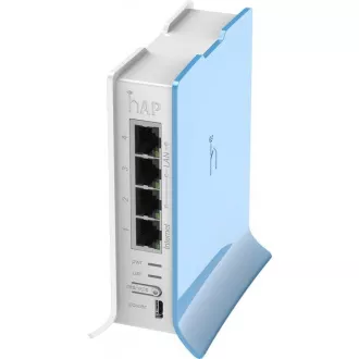 MikroTik hAP Lite (tower), 650MHz CPU, 32MB RAM, 4x LAN, integr. 2.4GHz Wi-Fi, WPS, vč. L4