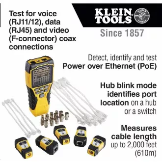 KLEIN TOOLS - VDV Scout® Pro 3 Tester Kit Locator Map™ (PoE)